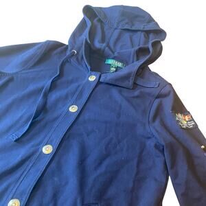 Lauren Ralph Lauren Women's 3/4 Sleeve Stretch Cropped Jacket Navy Blue Medium